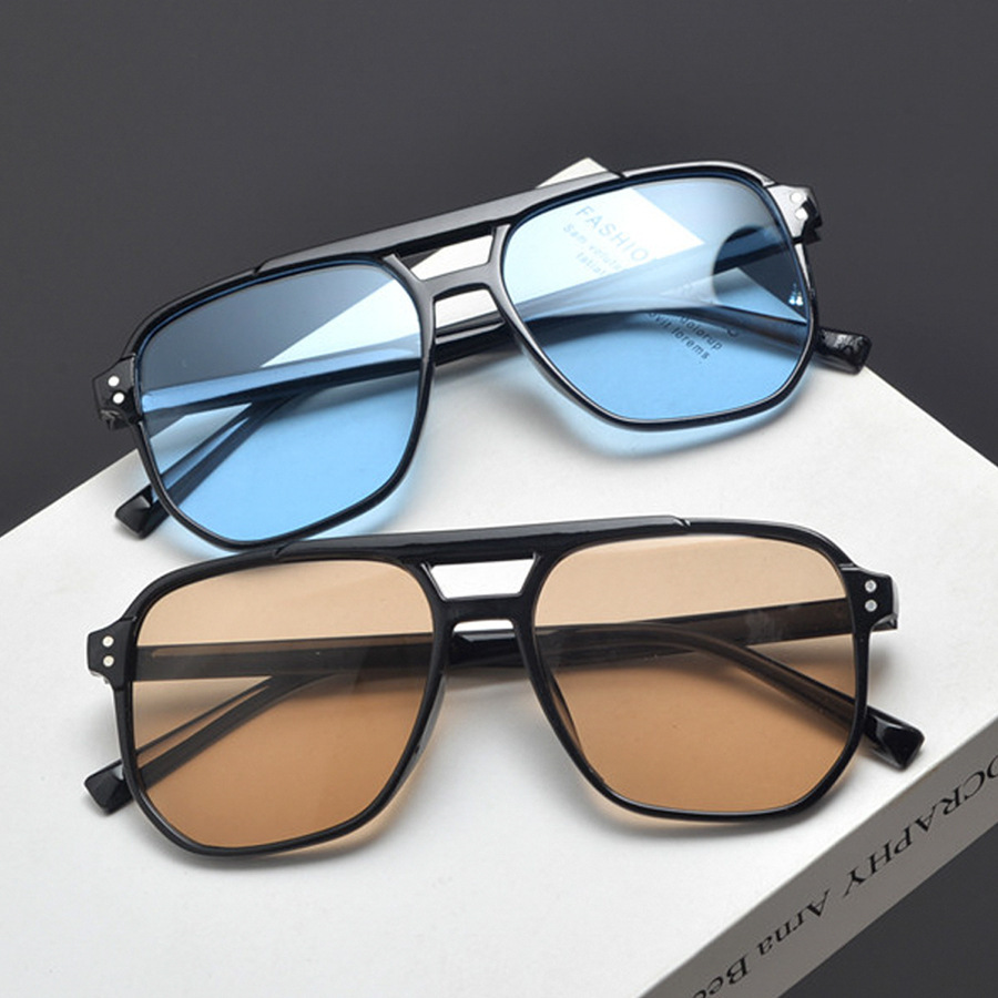 Lunettes de soleil vintage pour hommes et femmes, grandes lunettes de soleil unisexes, lentilles noires, nuances carrées, marque de créateur, UV400