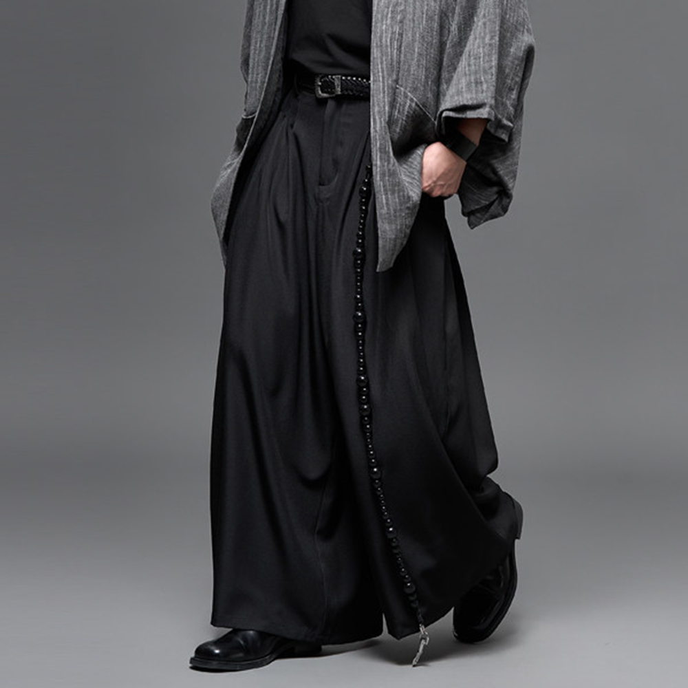 Pantalon large décontracté uni foncé pour homme, style streetwear japonais, mode jeune et urbaine, collection printemps 2026