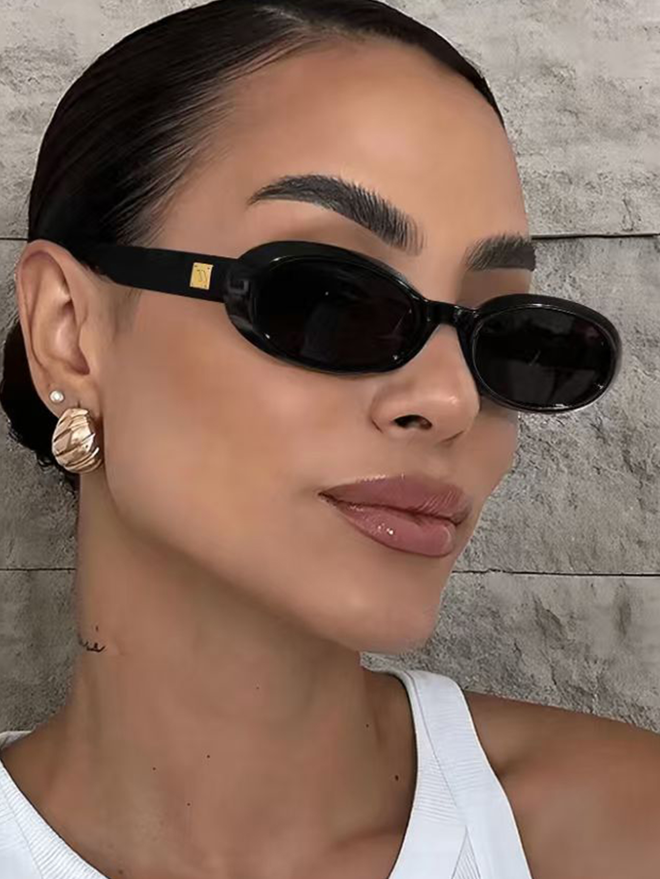 Lunettes de soleil à monture ovale simples et élégantes, lunettes de soleil pour femmes à la mode, tendance pour la photographie, les vacances, les fêtes, la conduite, 1 pièce