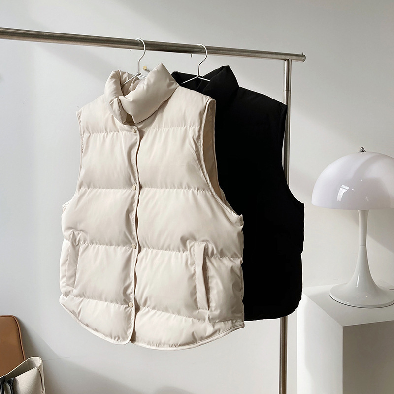 2025 femmes Gilet manteau col montant hiver femmes chaud manteau surdimensionné hauts Beige Gilet Chaleco Mujer Gilet Casaco Feminino