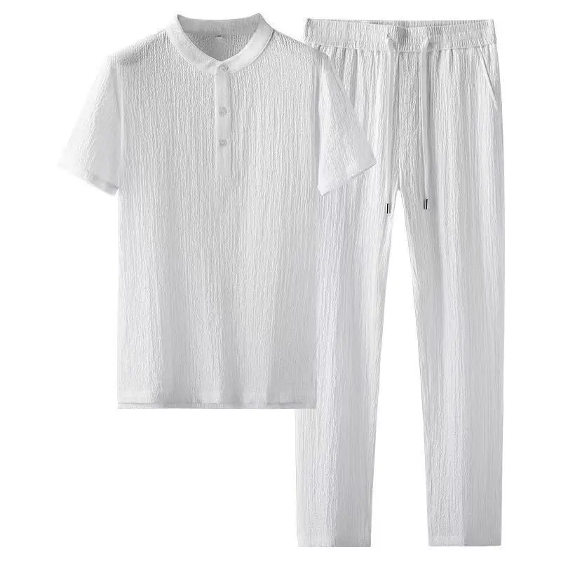 Ensembles pour hommes (chemise + pantalon) 2025 été nouveau Style mode hommes chemise à manches courtes chemises de haute qualité hommes deux pièces