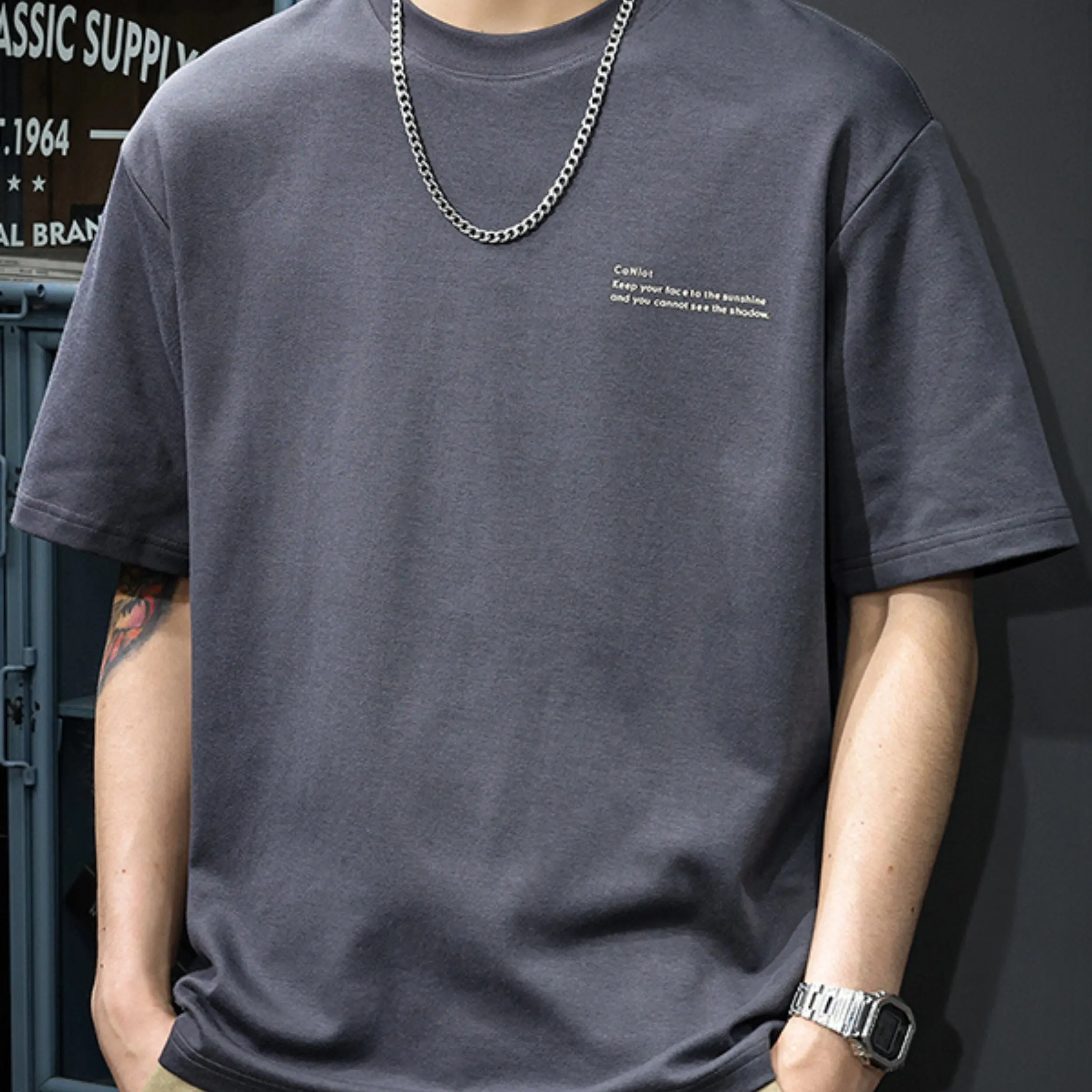 T-shirt minimaliste pour hommes, décontracté, en coton, à manches courtes, streetwear d'été