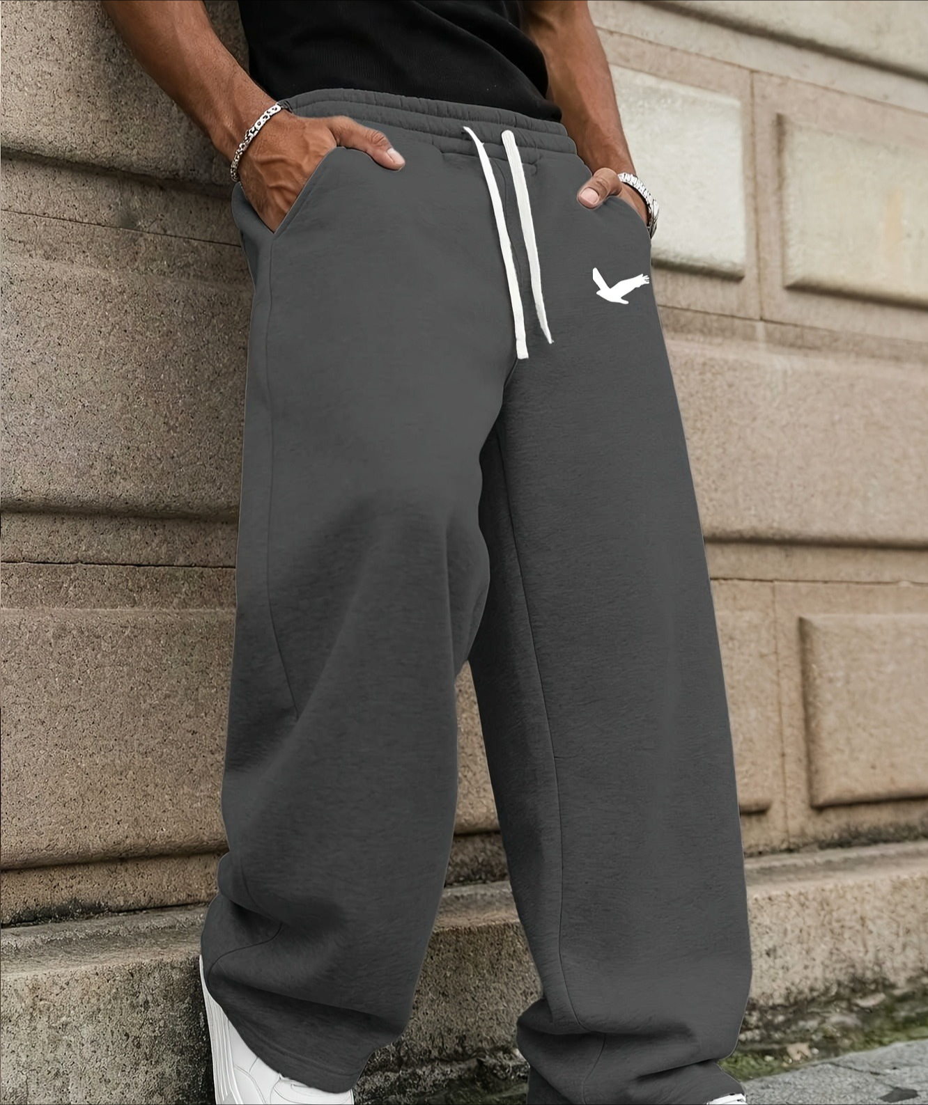 Pantalon de jogging décontracté pour hommes, coupe ample, toutes saisons, couleur unie, pantalon de sport décontracté à jambe droite, confortable, vêtements pour hommes