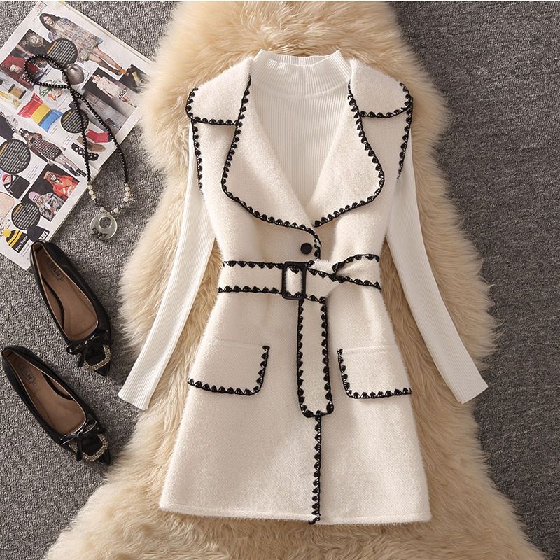 Gilet en laine à col en V pour femme, nouveau printemps automne, veste sans manches tendance, élégant gilet en laine, ensembles de robes 2 pièces