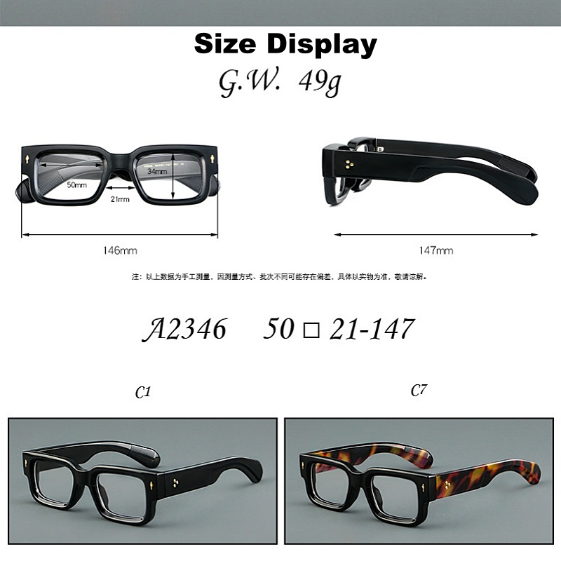 Nouvelle monture de lunettes carrée pour hommes et femmes, monture de lunettes rétro, monture optique de haute qualité, monture de prescription 2346