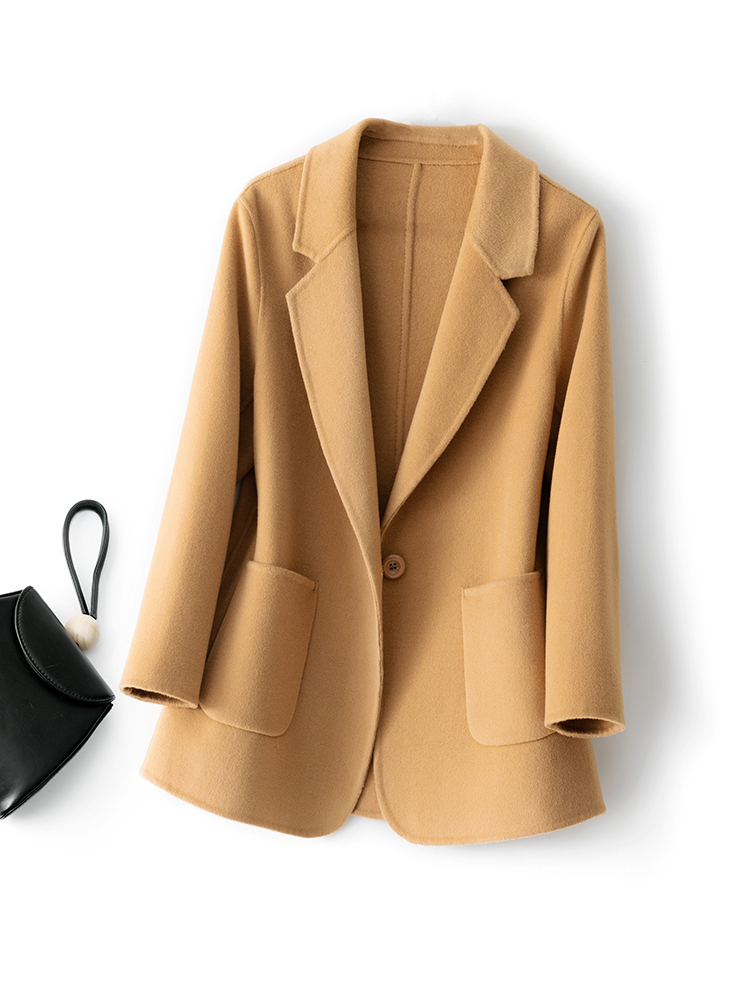 Nouveau manteau femme Plaids Pure laine et Tweedst mode Camel manteau femme Trench élégant