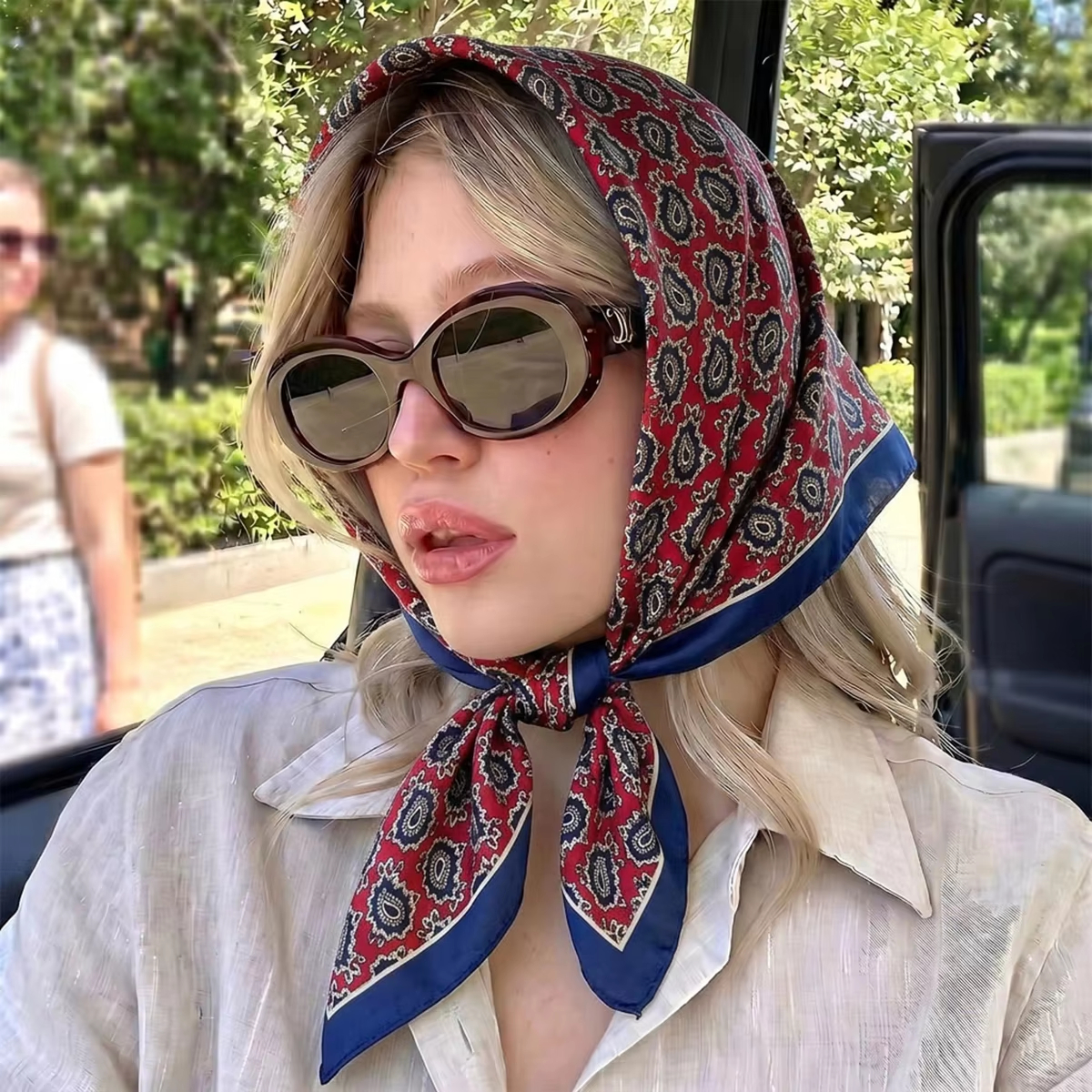 Foulard carré en satin doux imprimé de luxe 70 cm pour femme, châle, hijab, écharpe, ruban pour cheveux, bandeau, bandana tendance