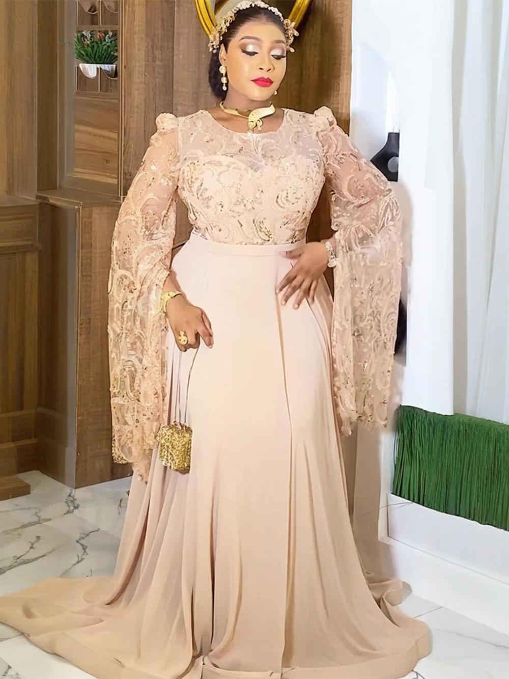 Robes de soirée de mariage africaines grande taille pour femmes Dashiki paillettes à manches longues robe de soirée élégante turquie robe Maxi musulmane