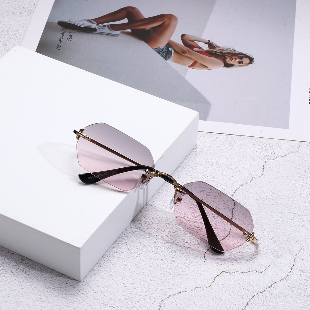 Lunettes De soleil carrées sans bords De luxe pour hommes et femmes, marque De styliste, dégradé sans cadre, mode Vintage en métal Oculos De Sol