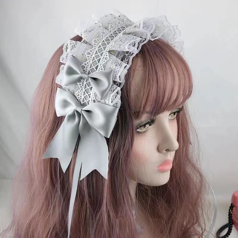 Serre-tête Lolita en dentelle fait à la main pour filles, accessoire de cheveux