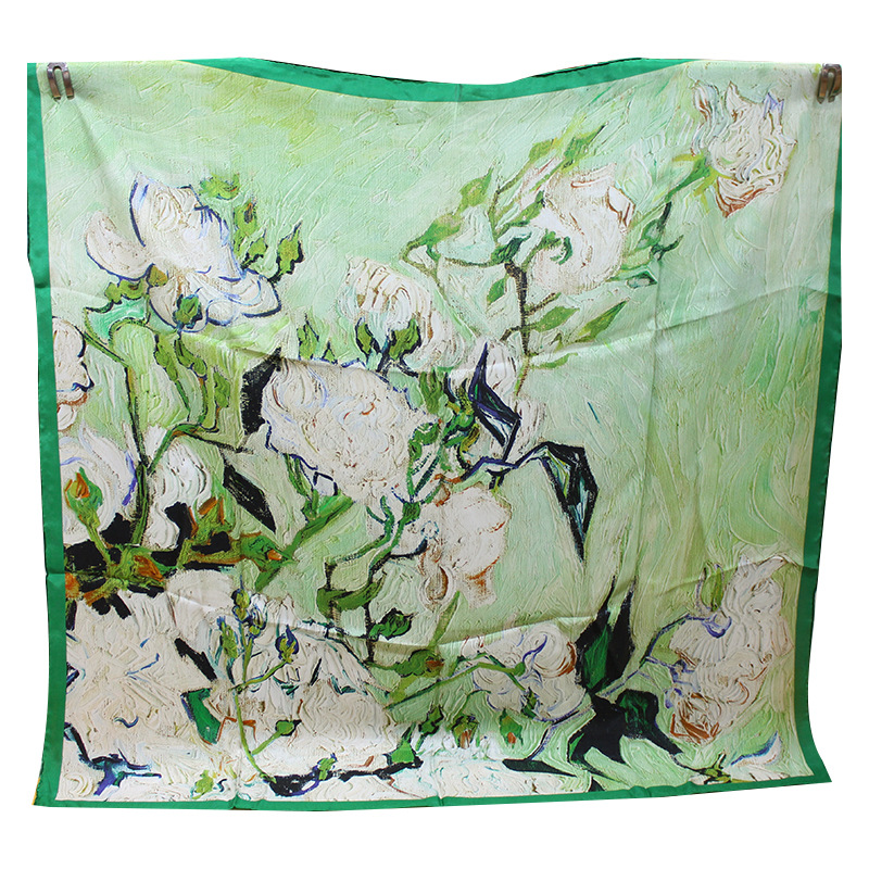 Écharpe carrée de mûrier pour femme, bord enroulé à la main, châle naturel, foulard, accessoires de tenue de soirée, 110cm, 100%