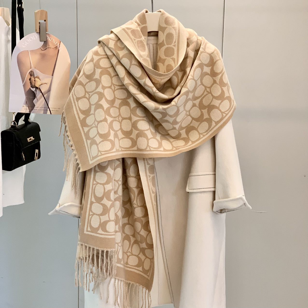 Écharpe en Imitation cachemire populaire pour femme, châle épais Double face, à Double usage, chaud et polyvalent, avec pompon, automne et hiver