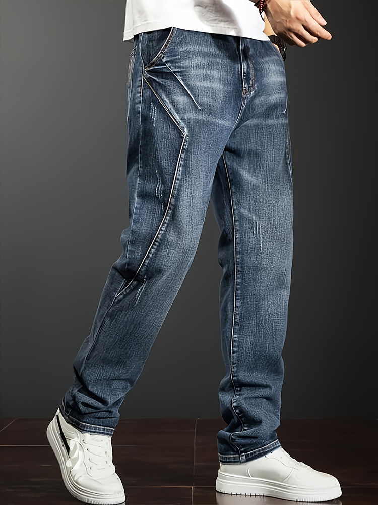 Jean extensible à jambes droites pour hommes, pantalons décontractés avec Design de personnalité, coupe confortable, Style moderne, nouvelle collection
