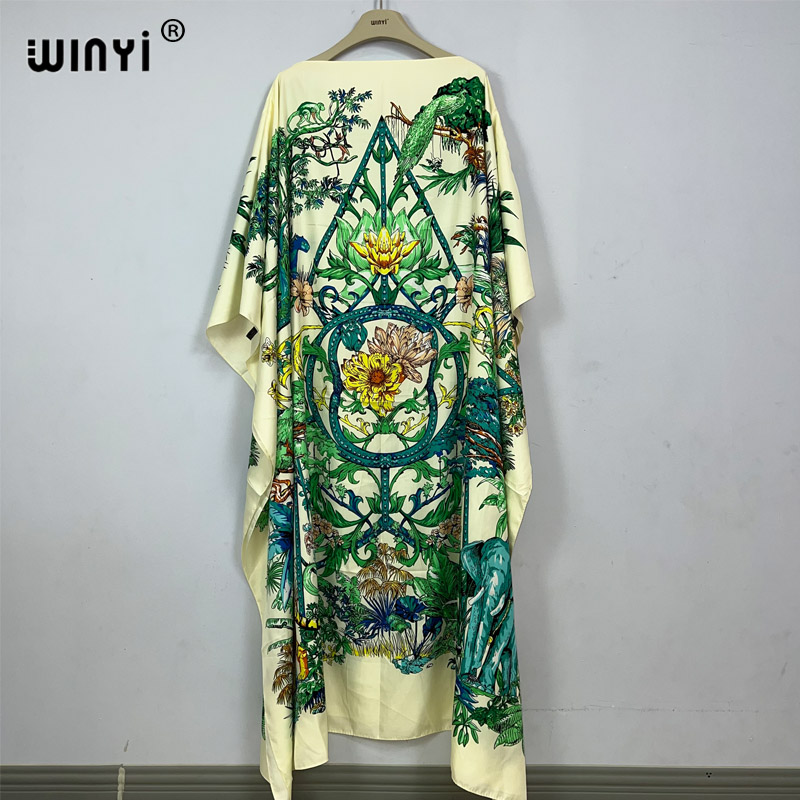 WINYI-Robe de plage imprimée de haute qualité pour femmes, vêtements africains élégants, tenue de soirée, robe musulmane