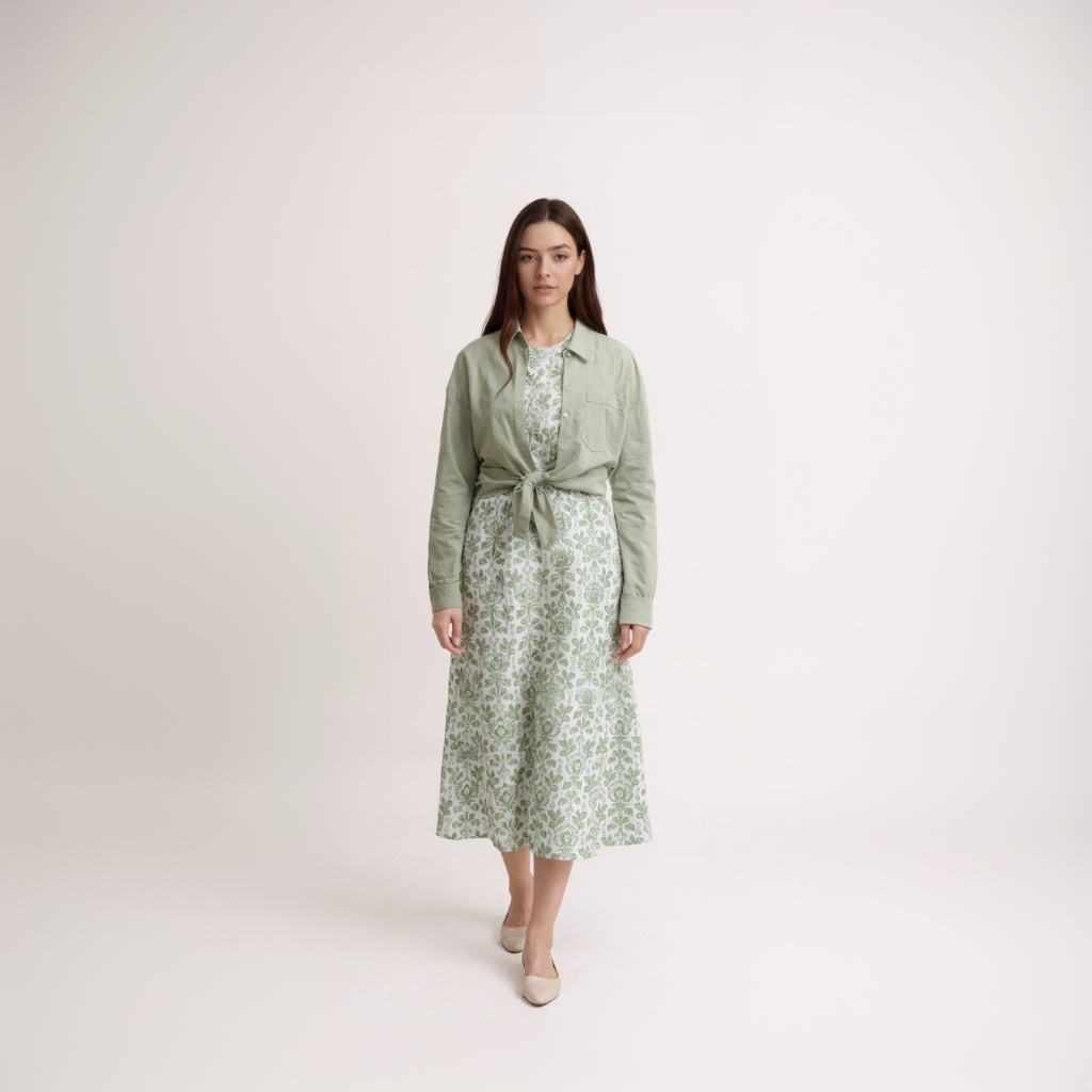 Ensemble chemise et robe en coton et lin pour femmes, imprimé à la mode avec poche, Collection de robes de qualité supérieure, ensemble 2 pièces élégant pour dames, automne