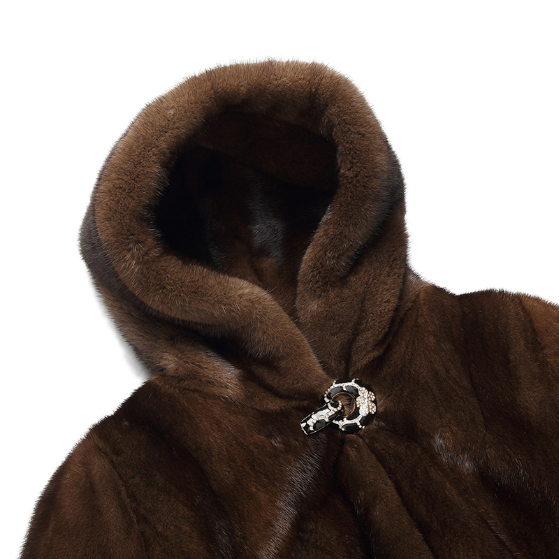 Manteau long en vison pour femme, veste chaude décontractée à capuche, nouvelle collection hiver
