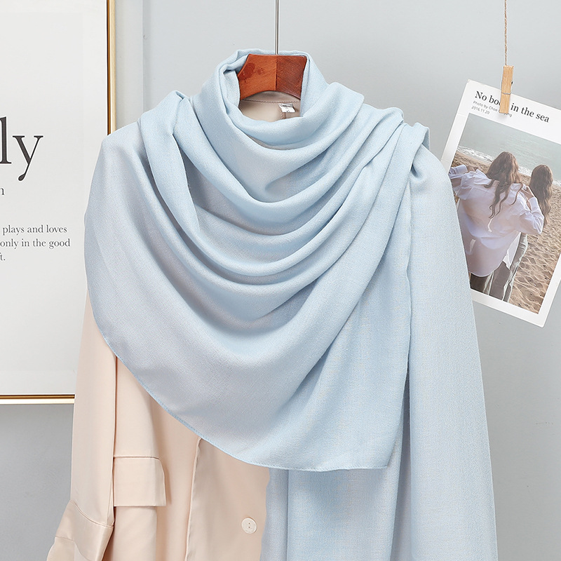 Écharpe en coton uni pour femmes, écharpe chaude d'hiver en lin avec pompon, Pashmina, Hijab, châles pour dames, Bandana féminin, nouveau