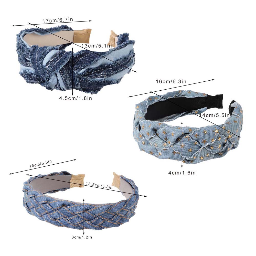 Bandeaux larges noués en denim pour femmes, bandeaux de sauna, coiffure INS Fashion Cool Cowboy, cerceaux de cheveux