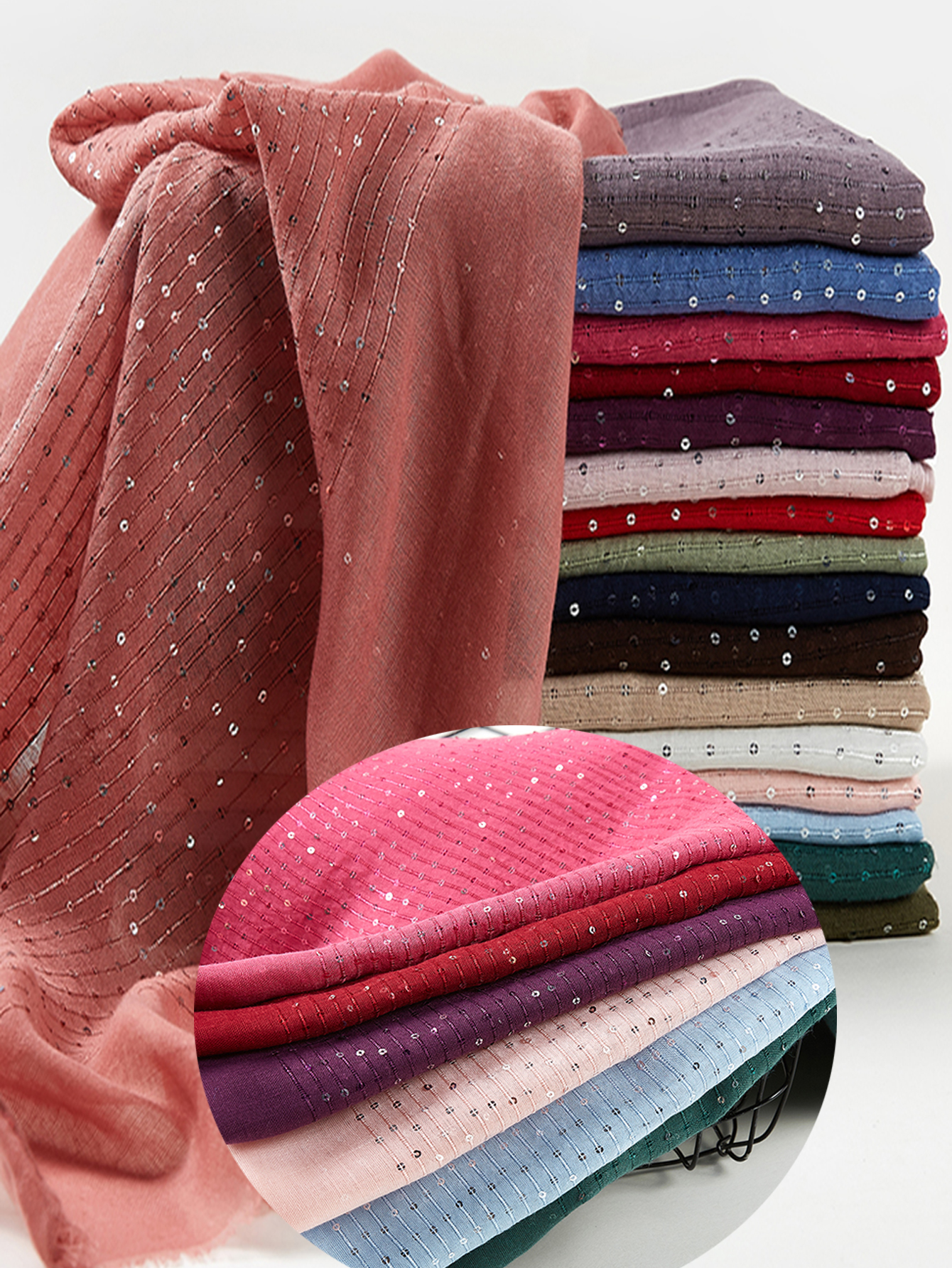 Conception miroitant musulman Hijab rayure écharpe islamique femmes coton Viscose brillant châle plaine Hijab écharpe Tudung Bawal