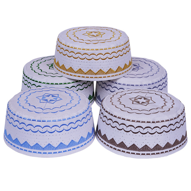 Chapeaux de prière islamiques pour hommes, en coton brodé, pour le Ramadan, Kippa juive, Turban arabe du Moyen-Orient, Casquette Saoudienne et des Émirats Arabes Unis
