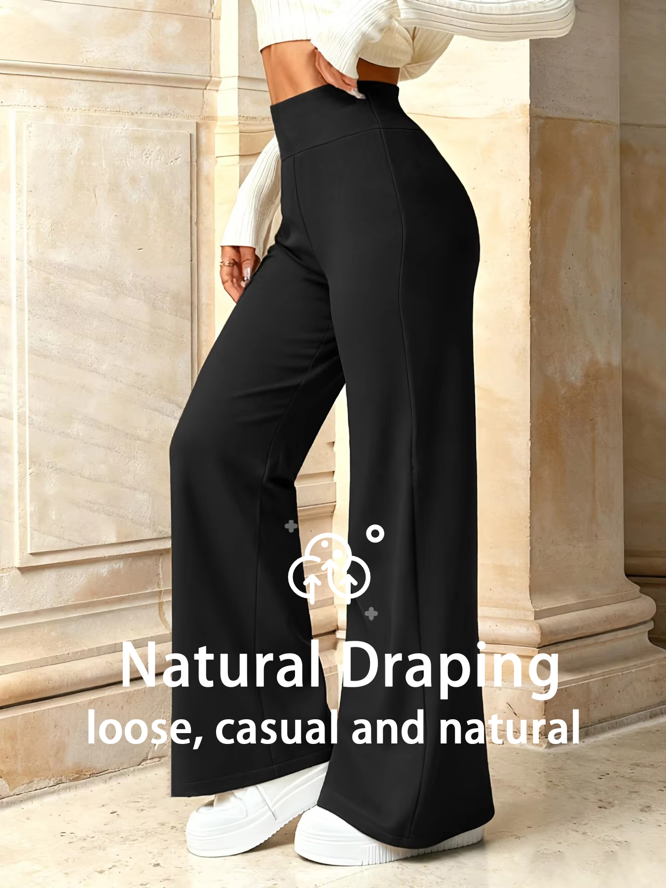 Pantalon décontracté taille haute coupe droite et large pour femme, style coréen, idéal pour le quotidien et le bureau