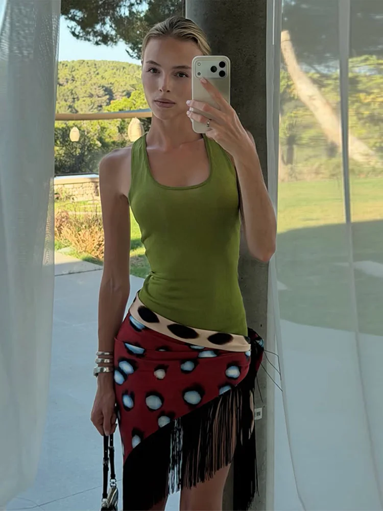 Nouvelle Mini-jupe Léopard Sexy à Franges pour Femme, Style Bohème, avec Lacets et Coupe Irrégulière, Idéale pour les Vacances et la Plage, Collection Été 2026