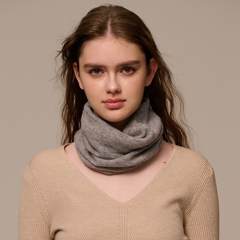 Écharpe annulaire tricotée en mélange de laine, élégante, douce et chaude, en fausse fourrure de cachemire, cache-cou, bandeau pour femme, hiver