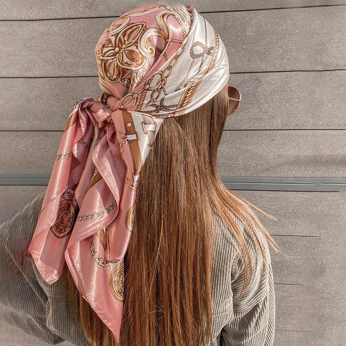 90*90 cm Foulard en soie Scarftop Headwraps femmes quatre saisons Foulard de cheveux Hijab Foulard Iuxe Bandana Femme Foulard