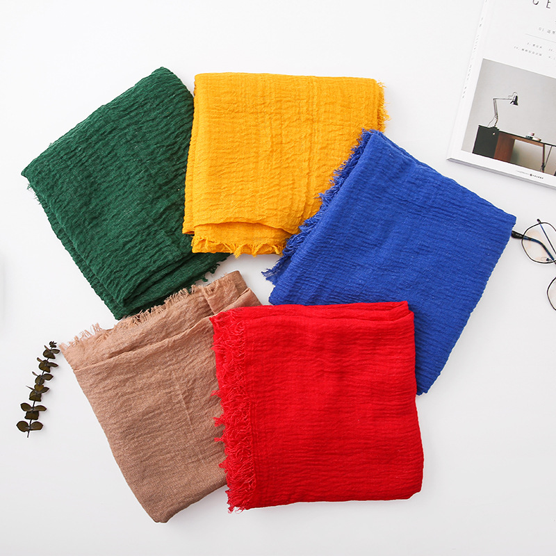 Ramadan classiques froissé coton Hijab écharpe femmes Turban musulman châle plaine Bandana respirant femmes châles Foulard Hijab capuche