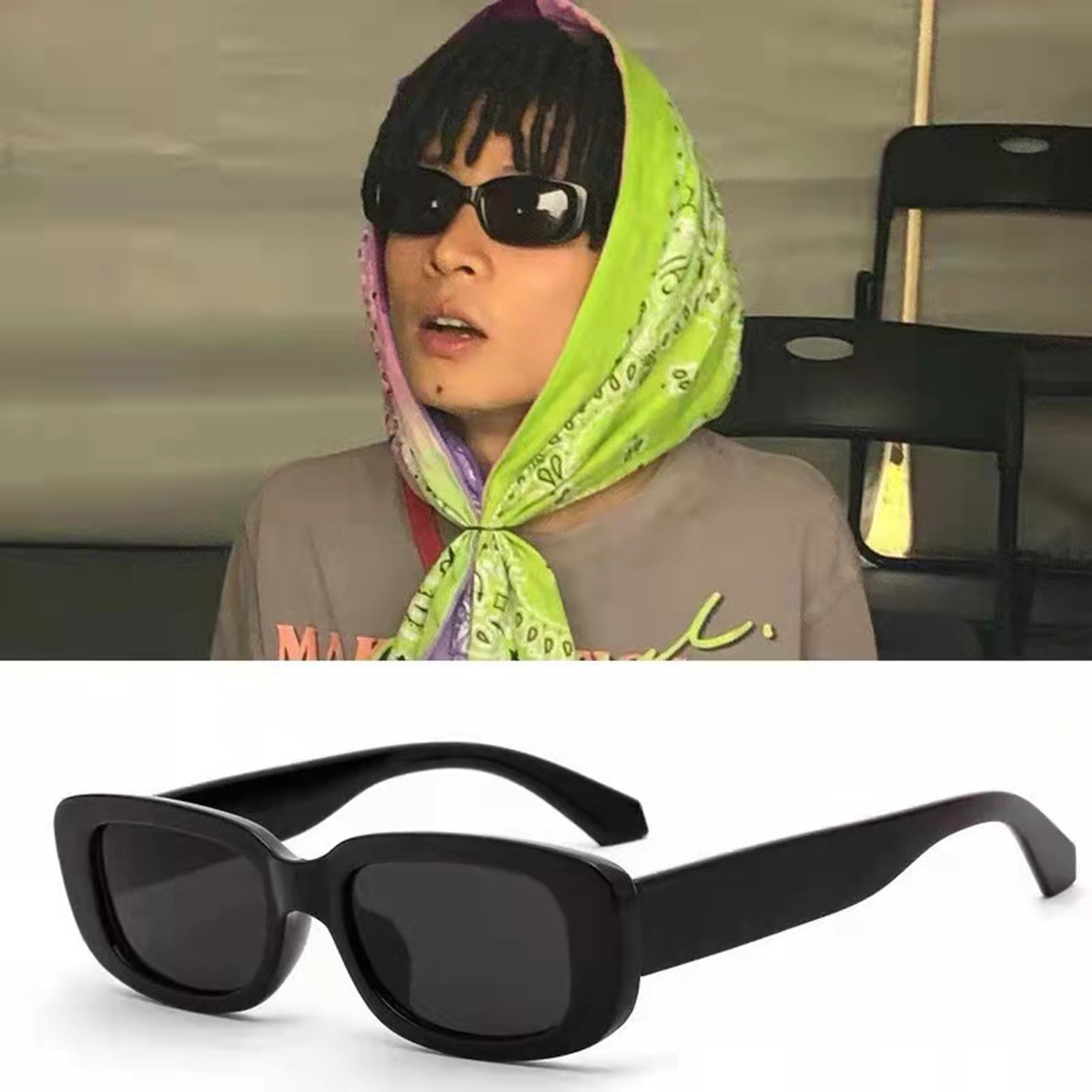 Lunettes de plage carrées pour femme, monture en plastique noir et blanc, à la mode, 3 pièces/ensemble, 2 pièces/ensemble