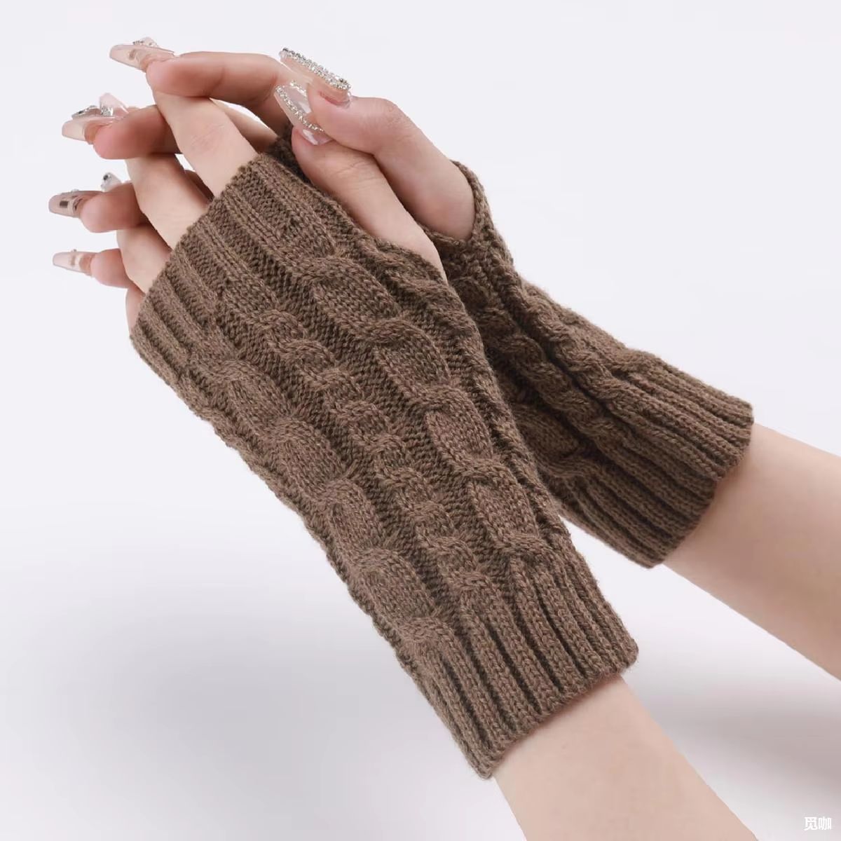 Gants d'hiver chauffe-mains pour femmes, mitaines en fausse laine tricotée, à la mode, sans doigts, nouvelle collection