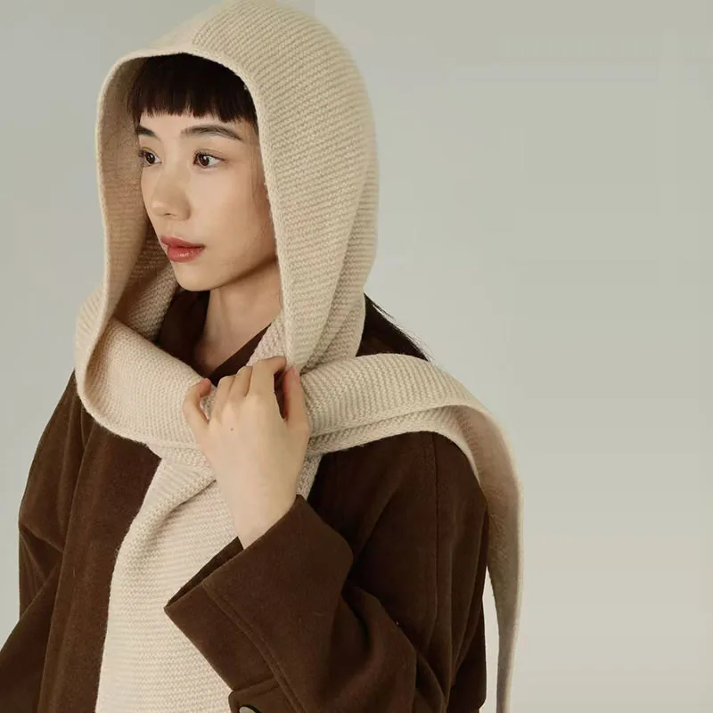 100% laine grande écharpe Sophie surdimensionné capuche cagoule chapeau d'hiver Protection des oreilles coupe-vent chaud Bomber chapeaux femmes mode bonnets