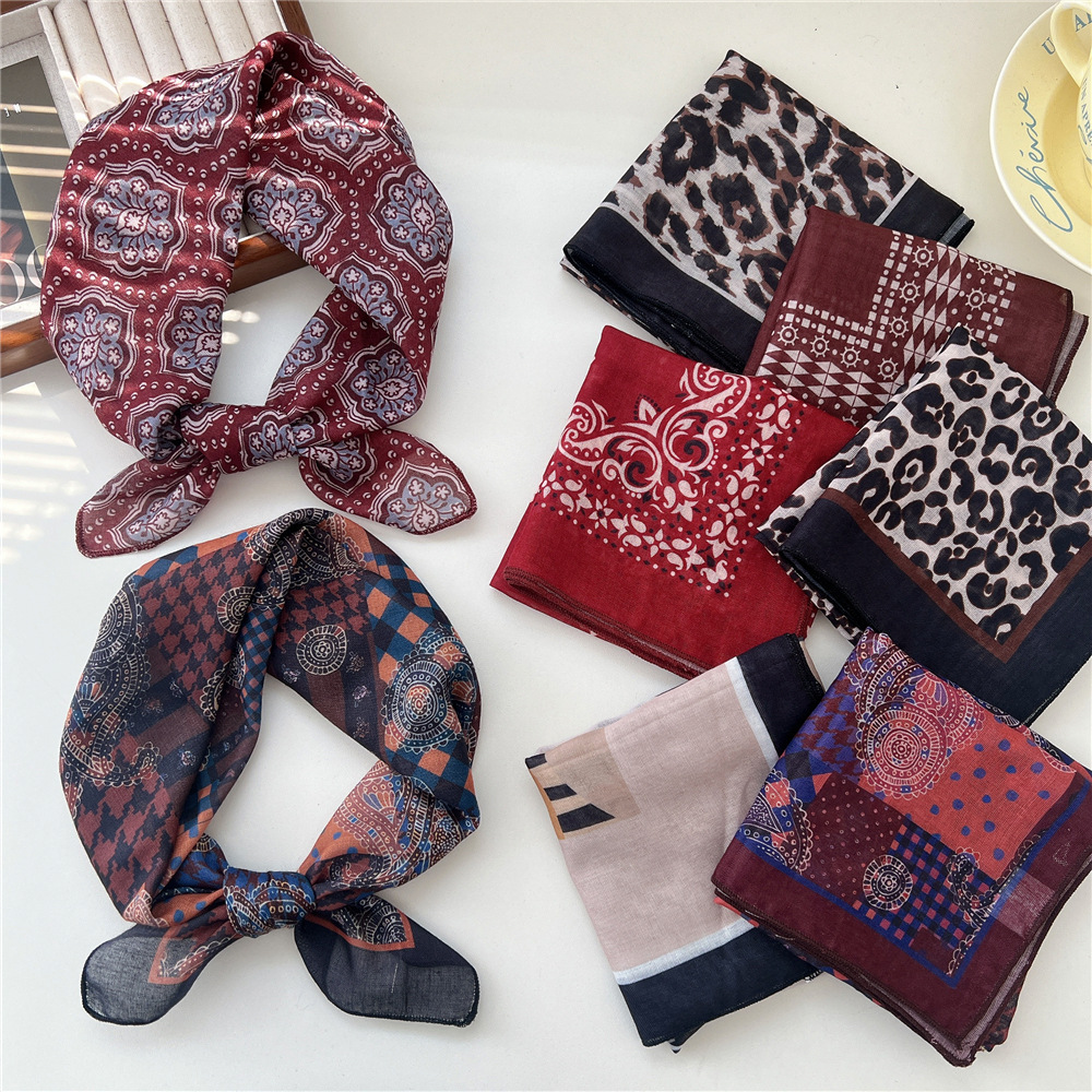 55*55 cm carré coton cheveux écharpe bandeau foulard foulard Turban châle enveloppement Bandanas