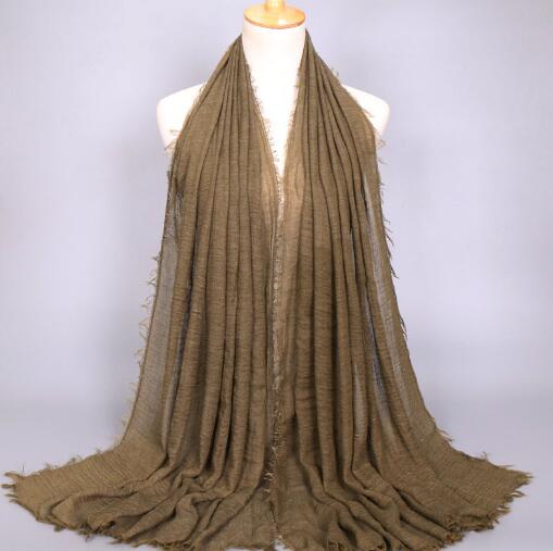 Foulard de Tête en Lin pour Femme, Hijab Musulman, Surdimensionné, Ethnique, Monochromatique, Bulle, Coton, Châles et Enveloppes Doux, 2018