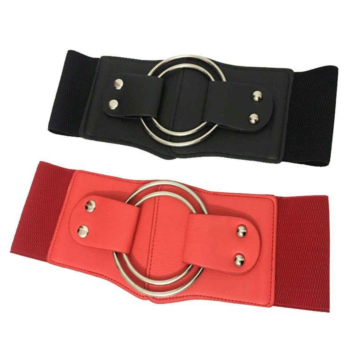Ceinture large coréenne pour femmes - Ceinture corset élastique classique à boucle circulaire, ceinture large élastique amincissante pour robes
