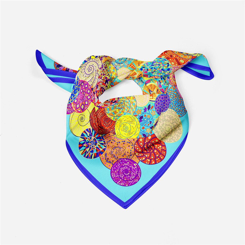 Foulard carré imprimé escargot pour femme, bandana, bande de sauna, hijab, foulard de la présidence pour dames, design de luxe, marque de mode, 53cm, 2024