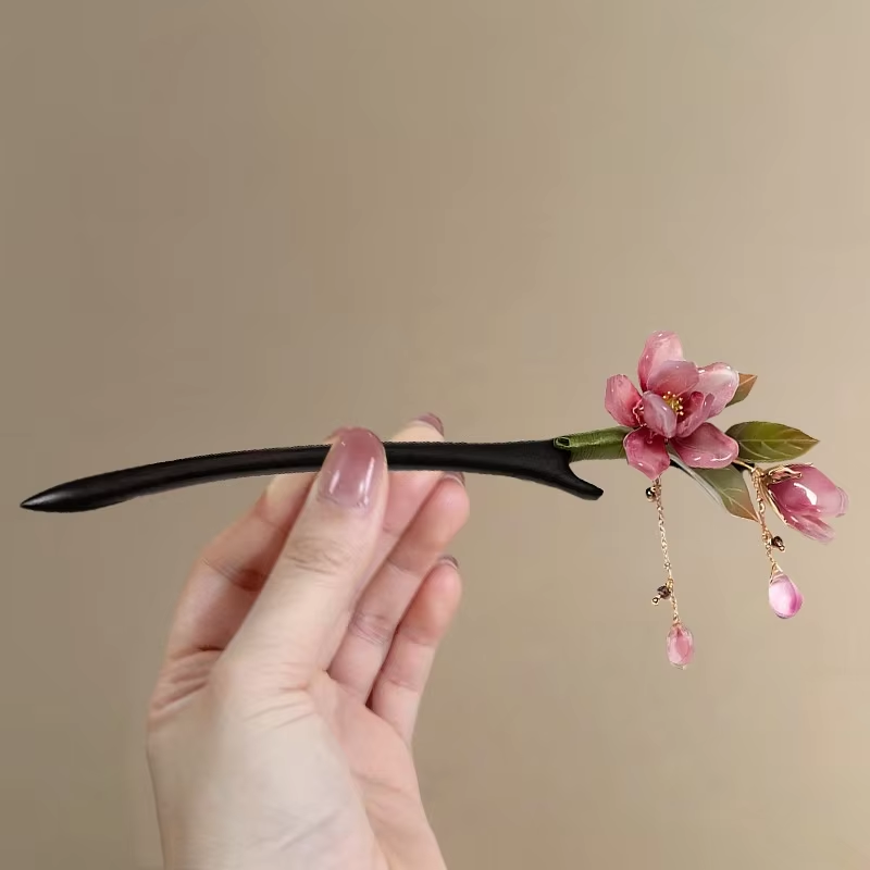 Nouvelle épingle à cheveux style chinois avec pompon, style ancien, faite à la main, motif fleur de lotus, pour femme