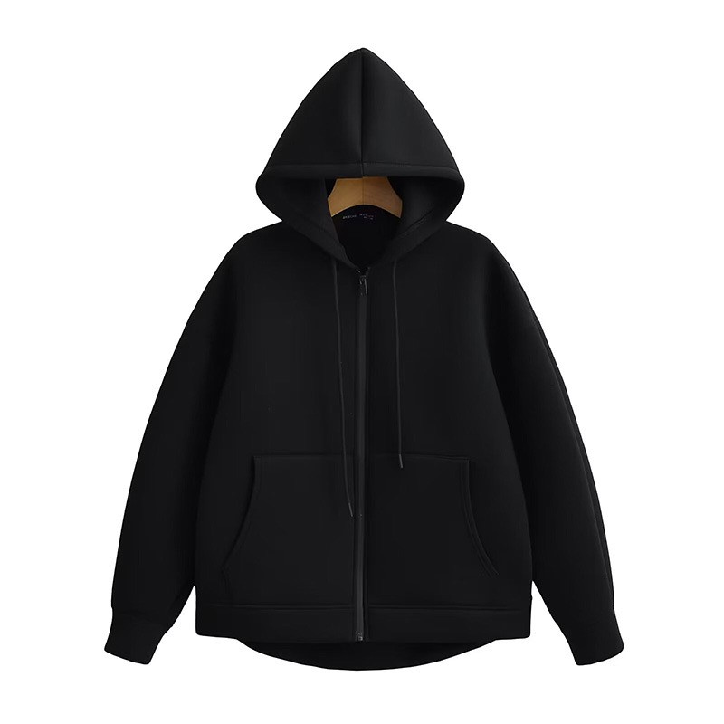 Veste d'automne pour femme grise et noire à capuche, à manches longues, zippée, coupe ample, décontractée, avec grandes poches, manteau d'extérieur