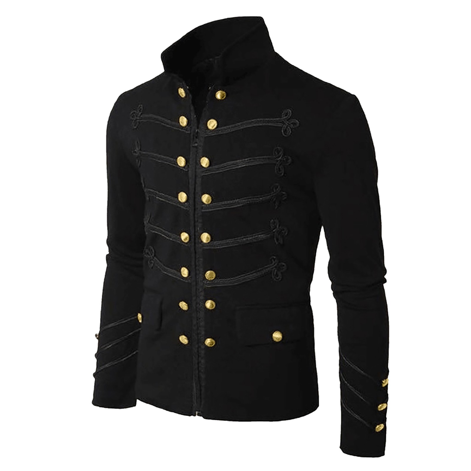 Steampunk hommes vestes gothiques médiévale Vintage col montant manteau hommes rétro Punk veste à glissière boutons décor homme vêtements