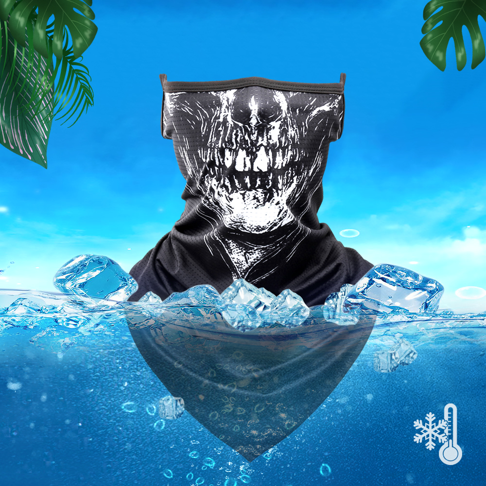 Bandana d'été respirant imprimé tête de mort, écharpe de Protection solaire, couverture faciale à séchage rapide, masque réutilisable, guêtre de cou, cadeau d'halloween