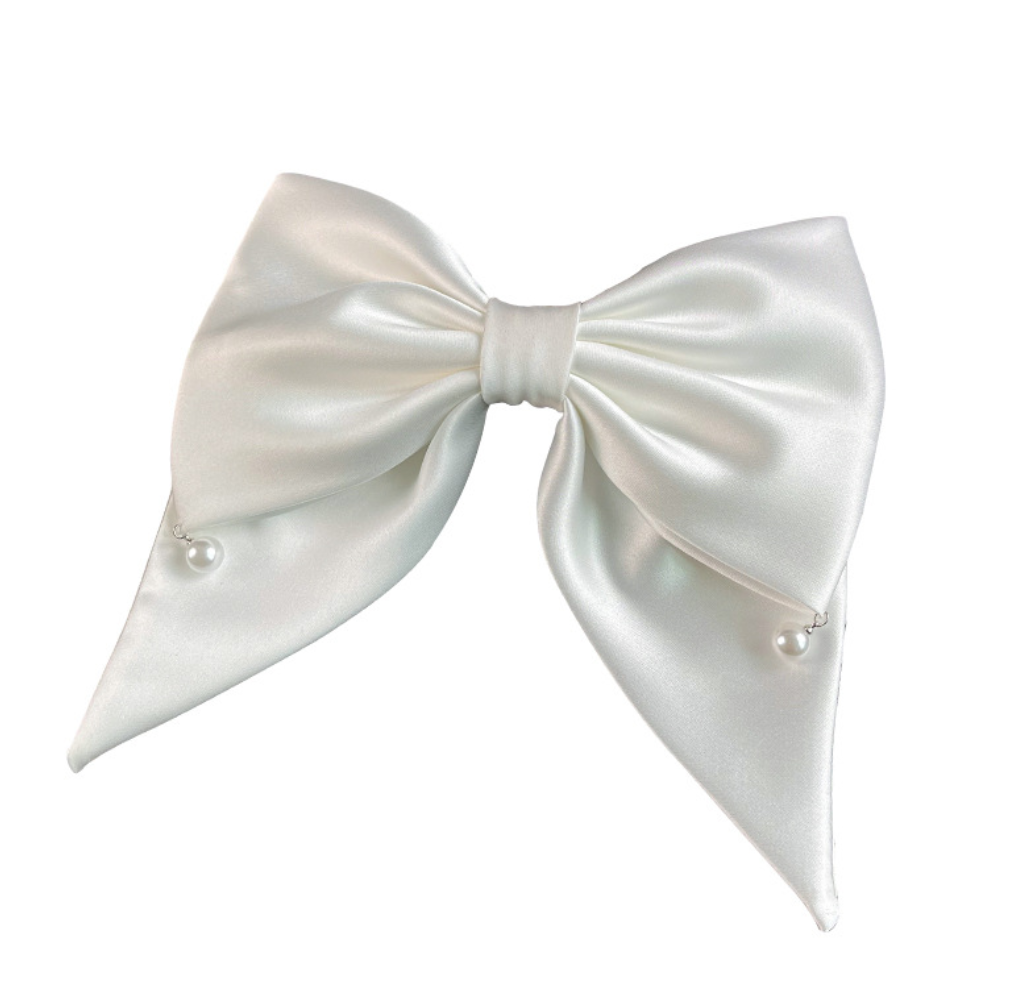 Pinces à cheveux nœud papillon en satin pour femmes, grand nœud perlé, barrettes, épingles à cheveux, accessoires pour cheveux, fête, Rh, mariage, coiffure