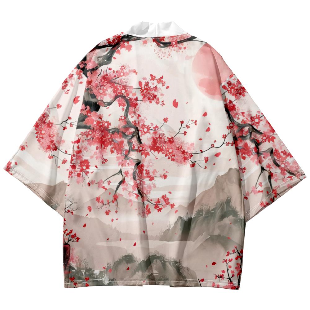 Kimono japonais pour homme, chemise à imprimé floral vintage, vêtements Harajuku, cardigan pour homme, kimono traditionnel Haori pour femme