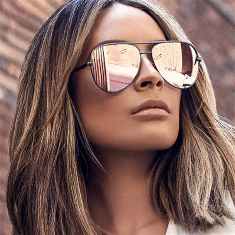 Lunettes de soleil rose pistolet, miroir argenté, surdimensionnées, marque de styliste, pilote, pour femmes et hommes, haut à la mode