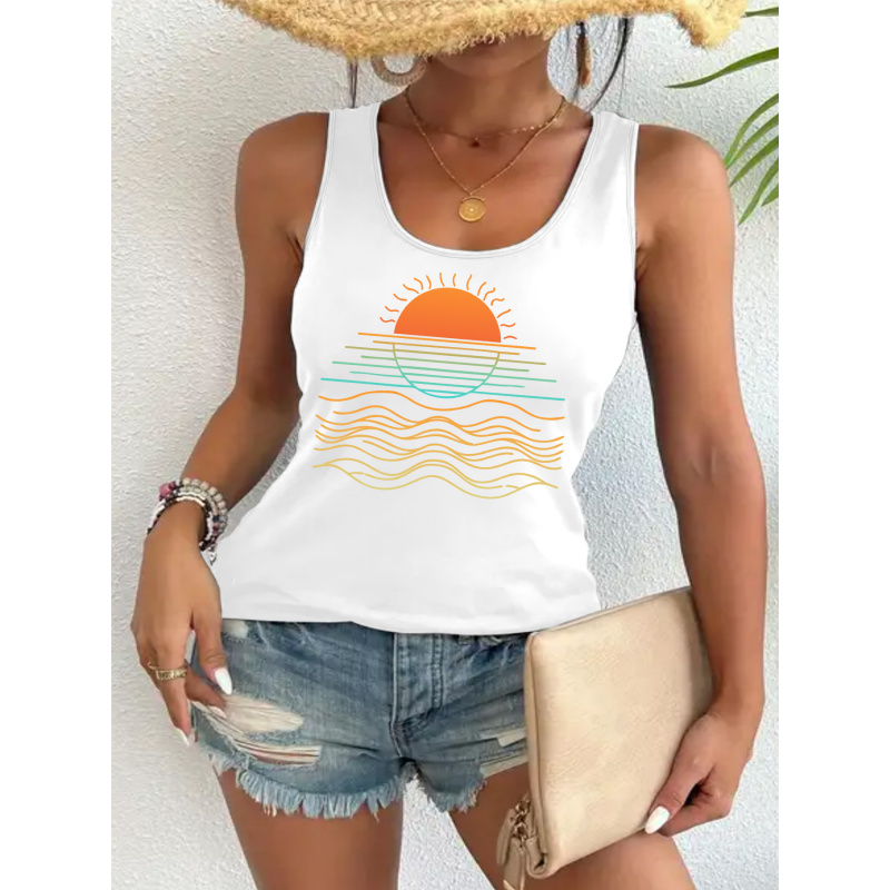 Débardeur d'été cool pour femme avec imprimé marin, idéal pour la plage et le sport, très confortable