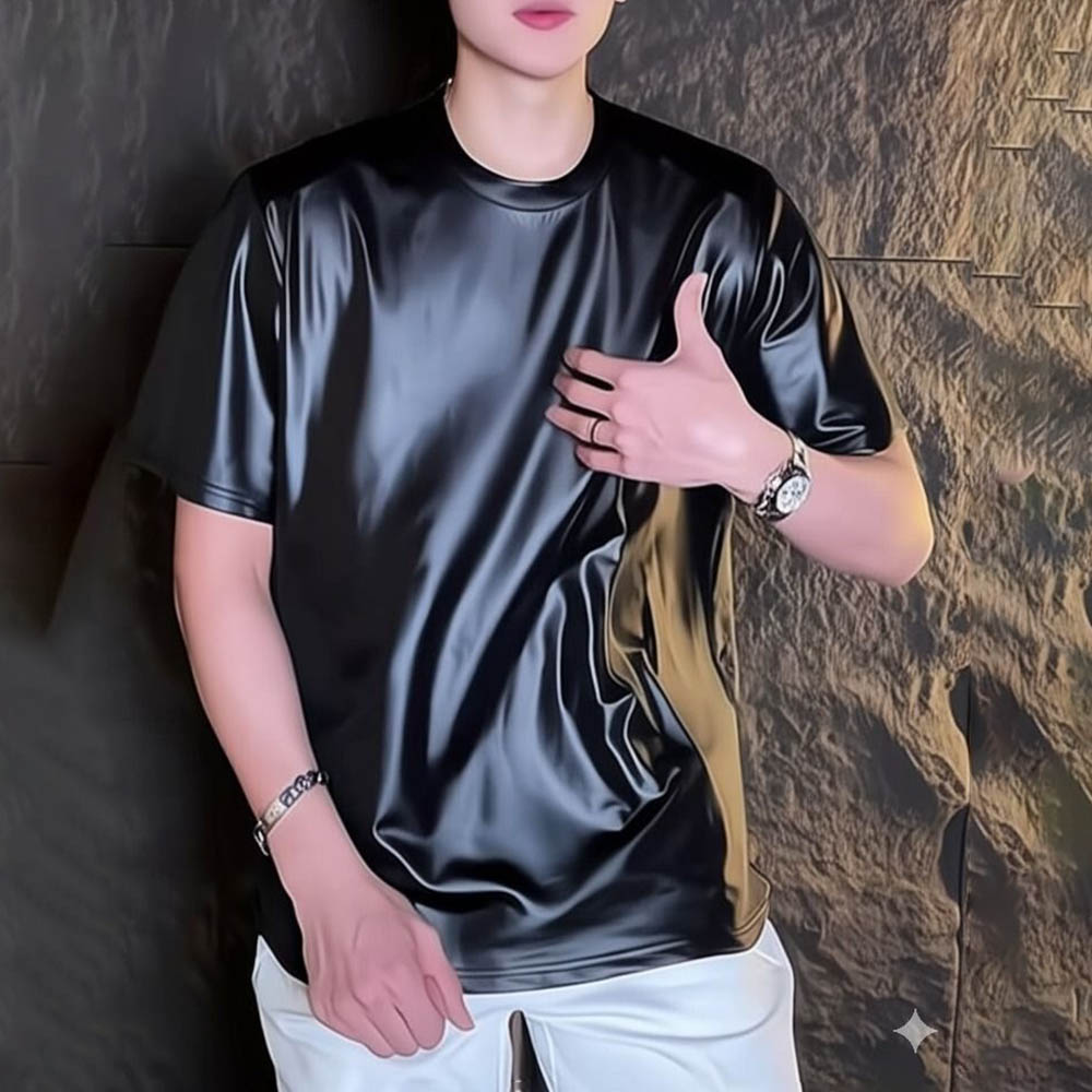 T-shirts pour hommes brillant plaine salle de bal T-Shirts Streetwear mode discothèque scène Performance hauts à manches courtes vêtements pour hommes