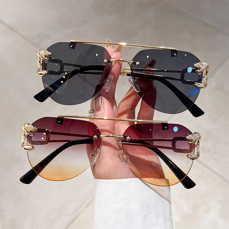 2023 Lunettes De Soleil Femmes De Luxe Sans Monture Vintage Lunettes De Mode Lunette Surdimensionné Shades De Soleil Femme Gafas De Sol Mujer Lentes