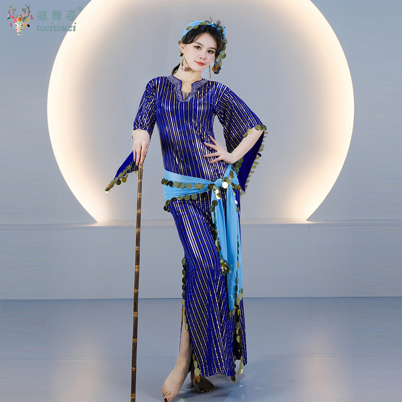 Robe de danse orientale pour femmes, style Shaabi Baladi Saidi, avec de grandes paillettes, costume de scène, vêtements de compétition de danse orientale