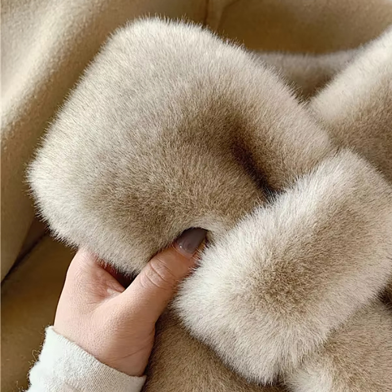 Écharpe d'hiver en fausse fourrure de lapin pour femme, peluche douce, couleur unie, chauffe-cou pour adultes et enfants