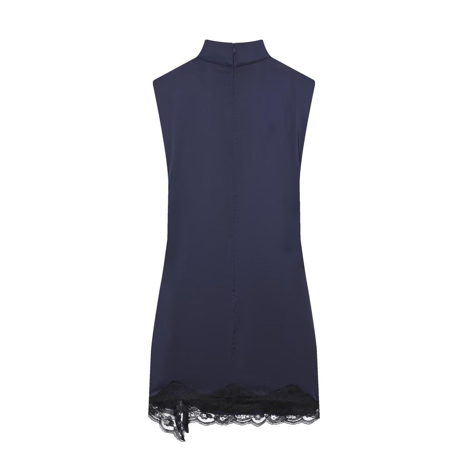 BSAY robes en Satin vêtements pour femmes mode dos zip ourlet dentelle patchwork fente sexy discothèque mini robe chic soirée française