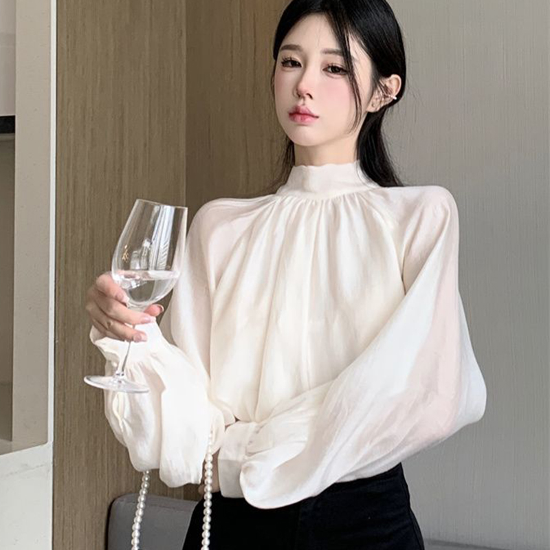 Chemisier à manches longues vintage pour femmes, chemises françaises pour femmes, nœud élégant, bureau, dames, nouvelle mode, chic, solide, femme, printemps, automne